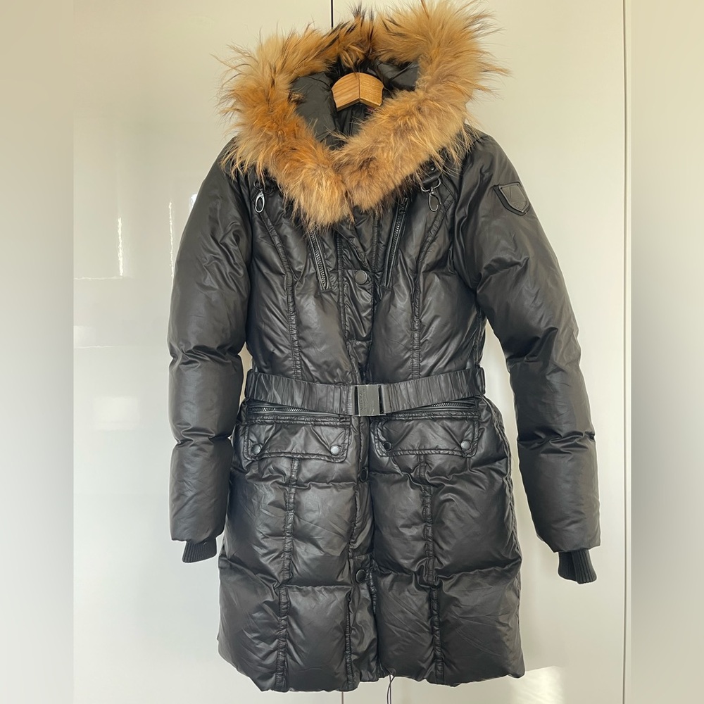 RUDSAK Black Puffer Coat with Fur Hood